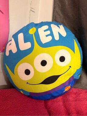 Round Alien Pillow Cushion - Bright Blue & Lime Green